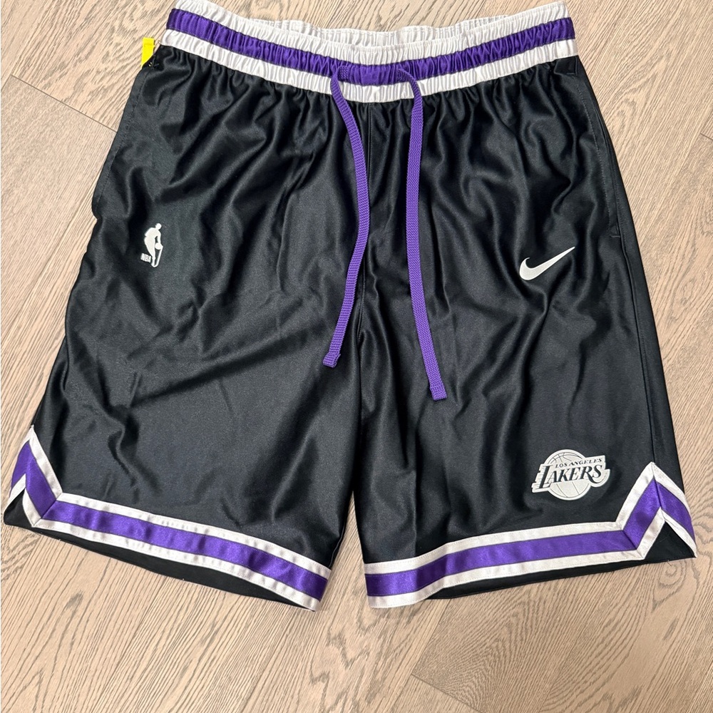 Nike Black and Purple Lakers Shorts
